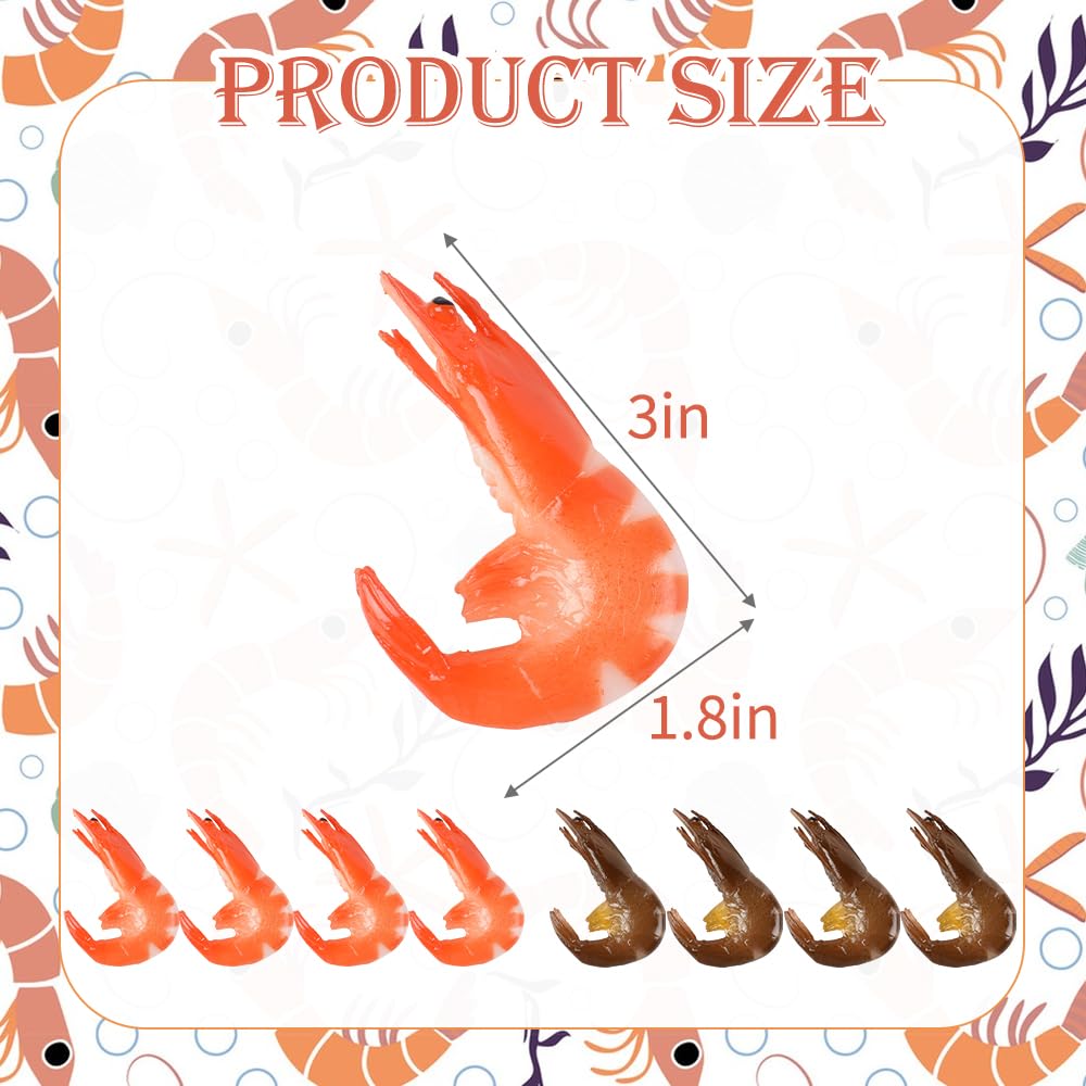 HUIANER Fake Shrimp 8PCS Artificial Shrimps Figures Simulated Cooked Shrimps Realistic Shrimps Model Food for Kitchen Home Decoration Food Sample Display Photography Prop