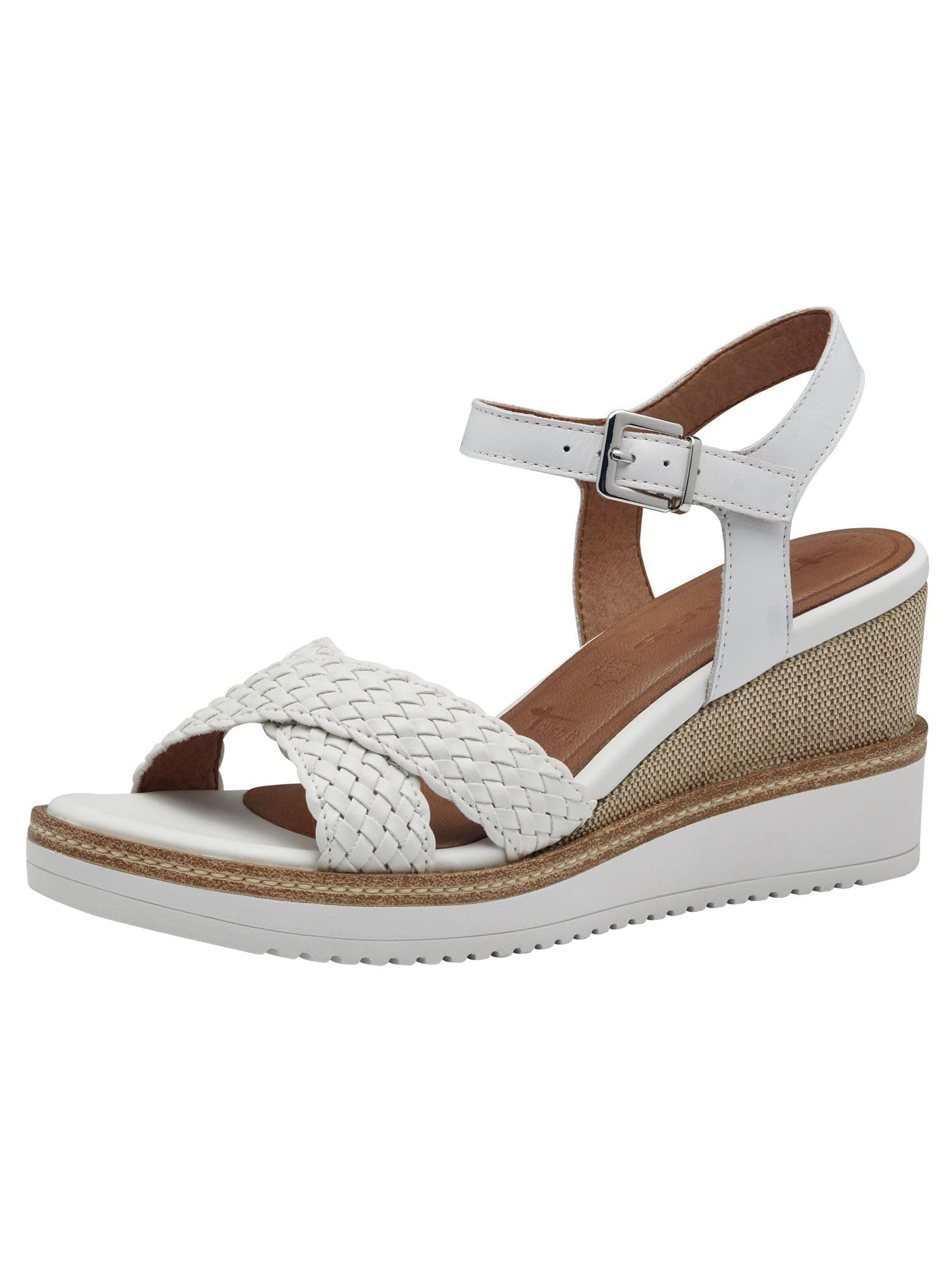 Tamaris Women's Wedge Heel Sandals, White, 7.5 UK