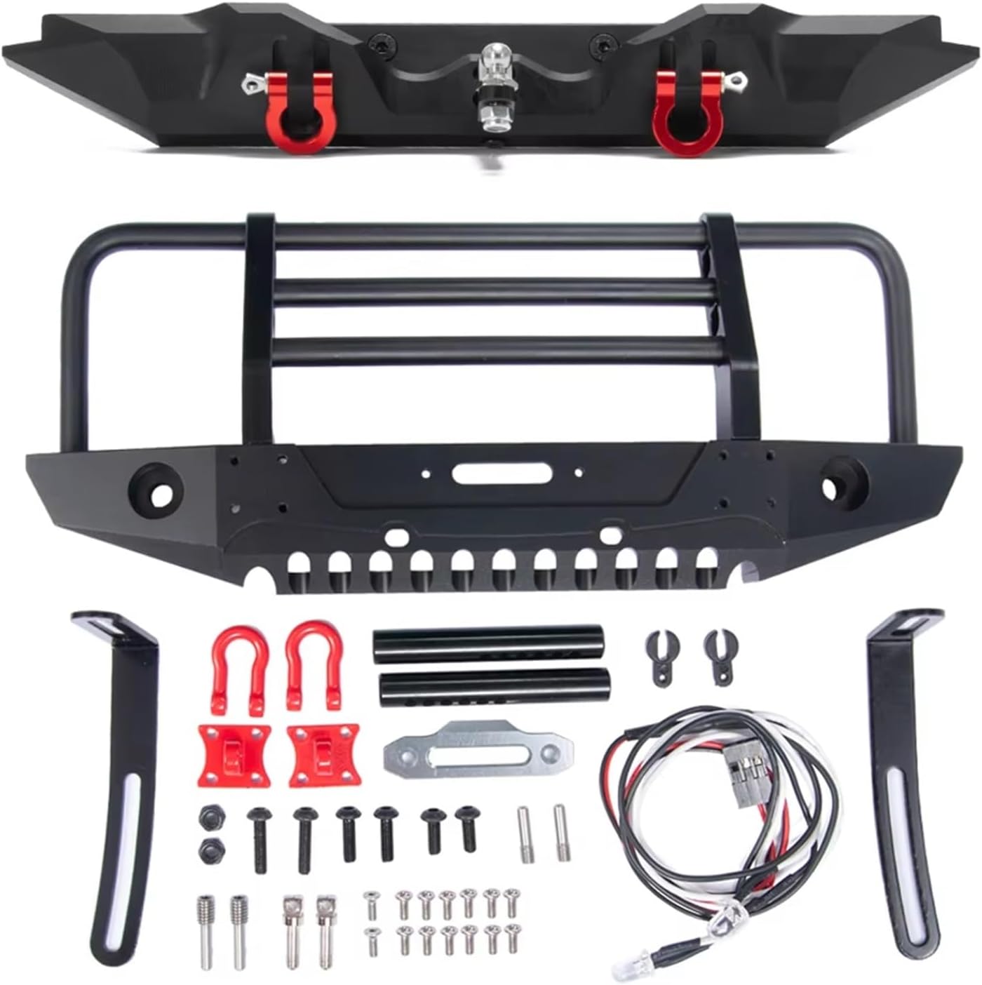 Compatible With TRX-4 1/10 RCクローラーカーアップグレードパーツアクセサリーメタルフロントリアバンパーラ