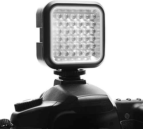 ENHANCE Panel de luz recargable para cámara de video con 36 bombillas LED regulables, difusor integrado y soporte de montaje universal, funciona con