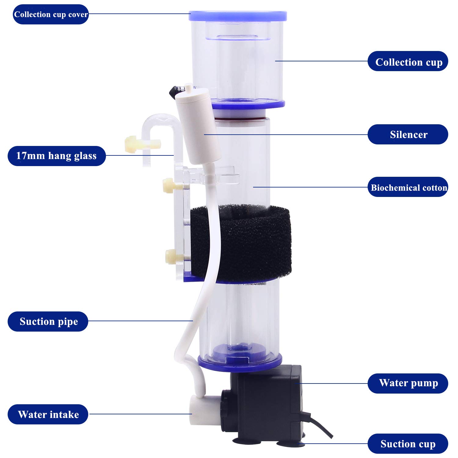 Hanchen Acuario Proteína Skimmer 100-150L Filtro de Acuario para Acuario Acuario Acuario Acuario Acuario Acuario Acuario
