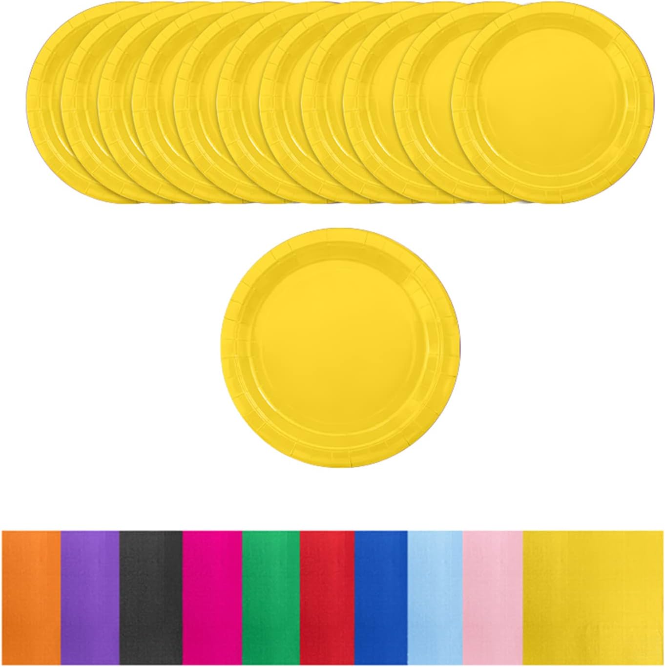 Aisszhao 16pcs Yellow Paper Plates 9 Inch Solid Color Paper Plates