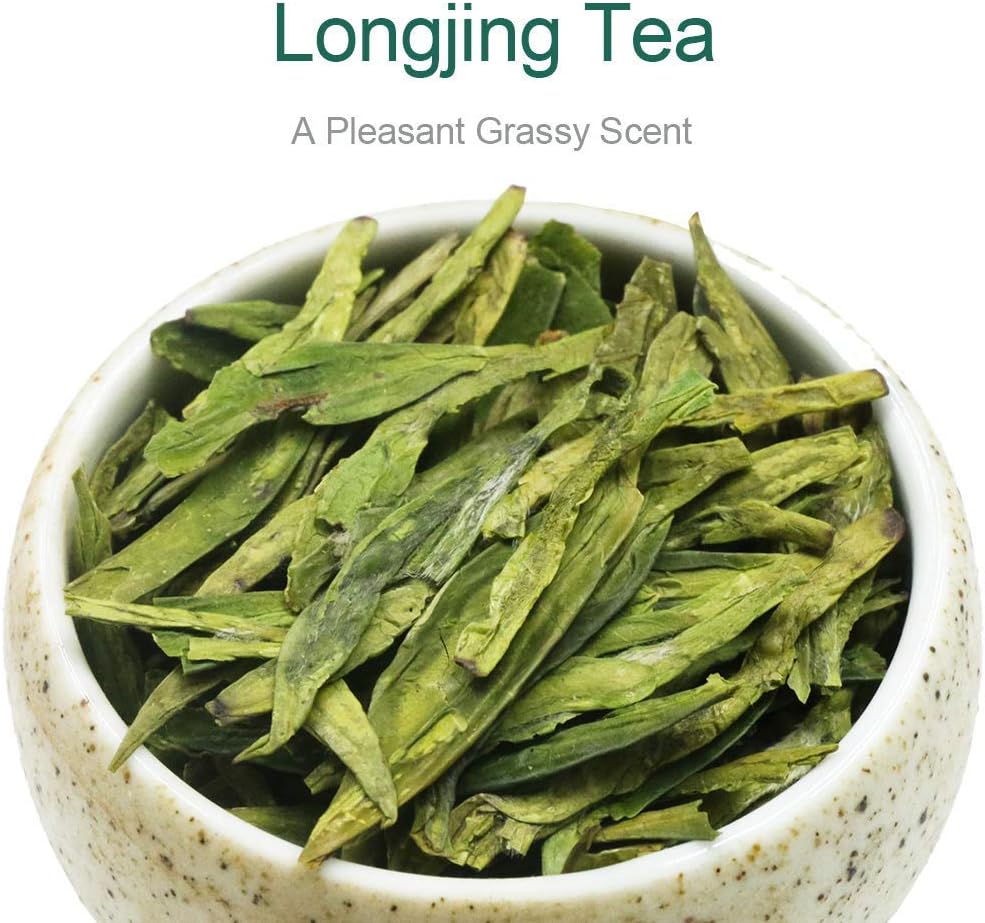 FullChea - Longjing Tea - 8oz / 226g - Dragonwell Tea - Chinese Green Tea Loose Leaf - First Grade - Natural Lung Ching Dragon Well