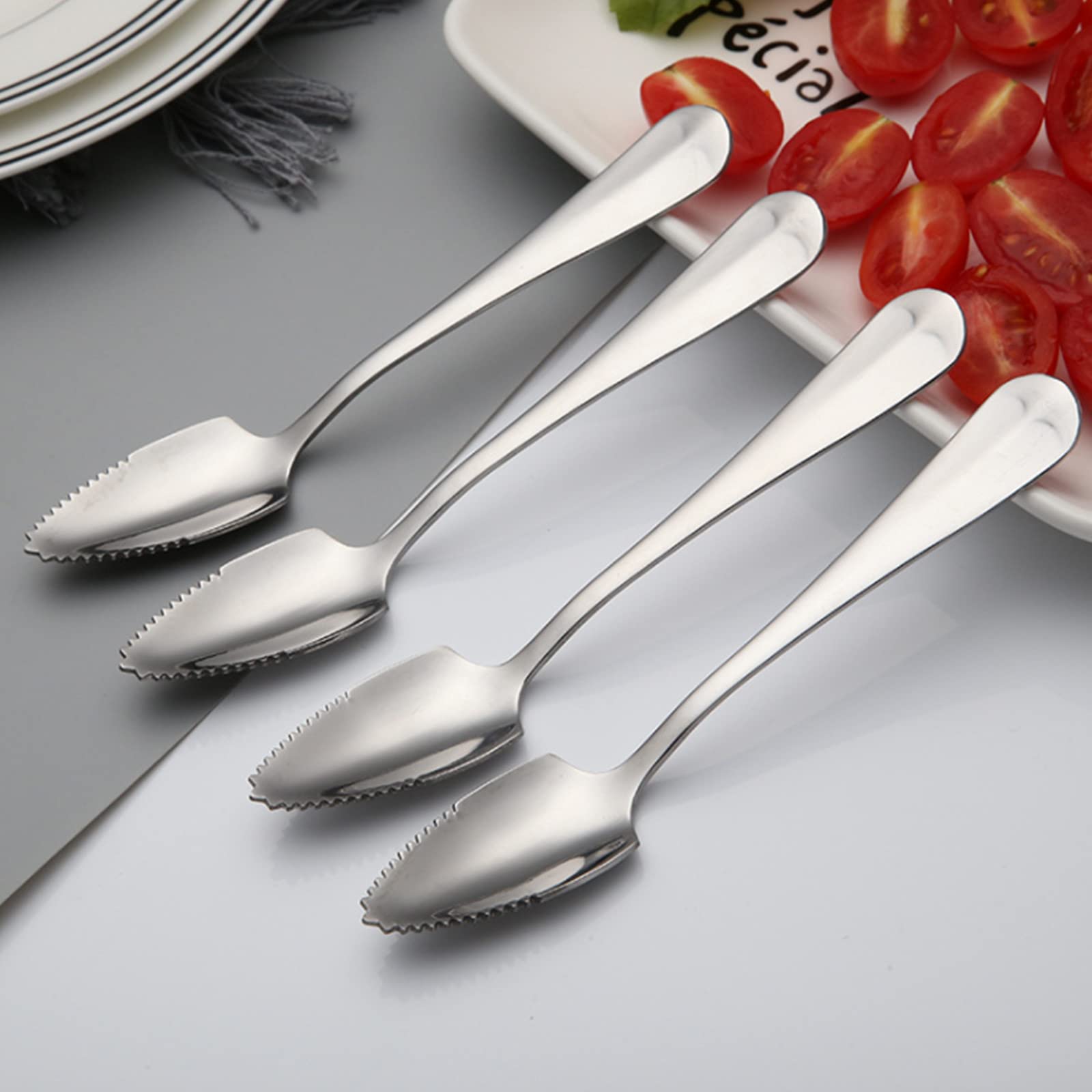 10 Cucchiai Da Frutta Con Bordo Seghettato - Acciaio Inox Per Pompelmo, Anguria, Kiwi E Dessert - Foto 3