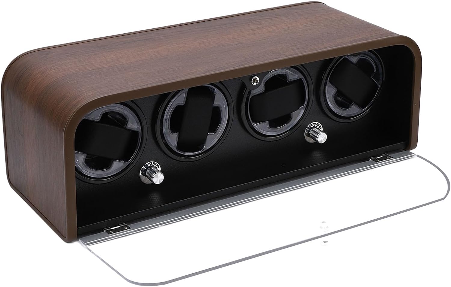 4 Watch Winder, Automatic Watch Winder with Optical Grade LED Light, 5 Adjustable Modes, Ultra Quiet Motor & Blue Light, Elegant Watch Winder Display Box for Man Woman