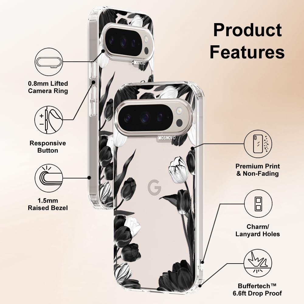 MOSNOVO Case for Google Pixel 10 & Pixel 10 Pro, [Buffertech 6.6ft Military-Grade Drop Protection] [Anti Peel Off Tech] Clear TPU Bumper Phone Case Cover Design - Cute Cherry — view 216