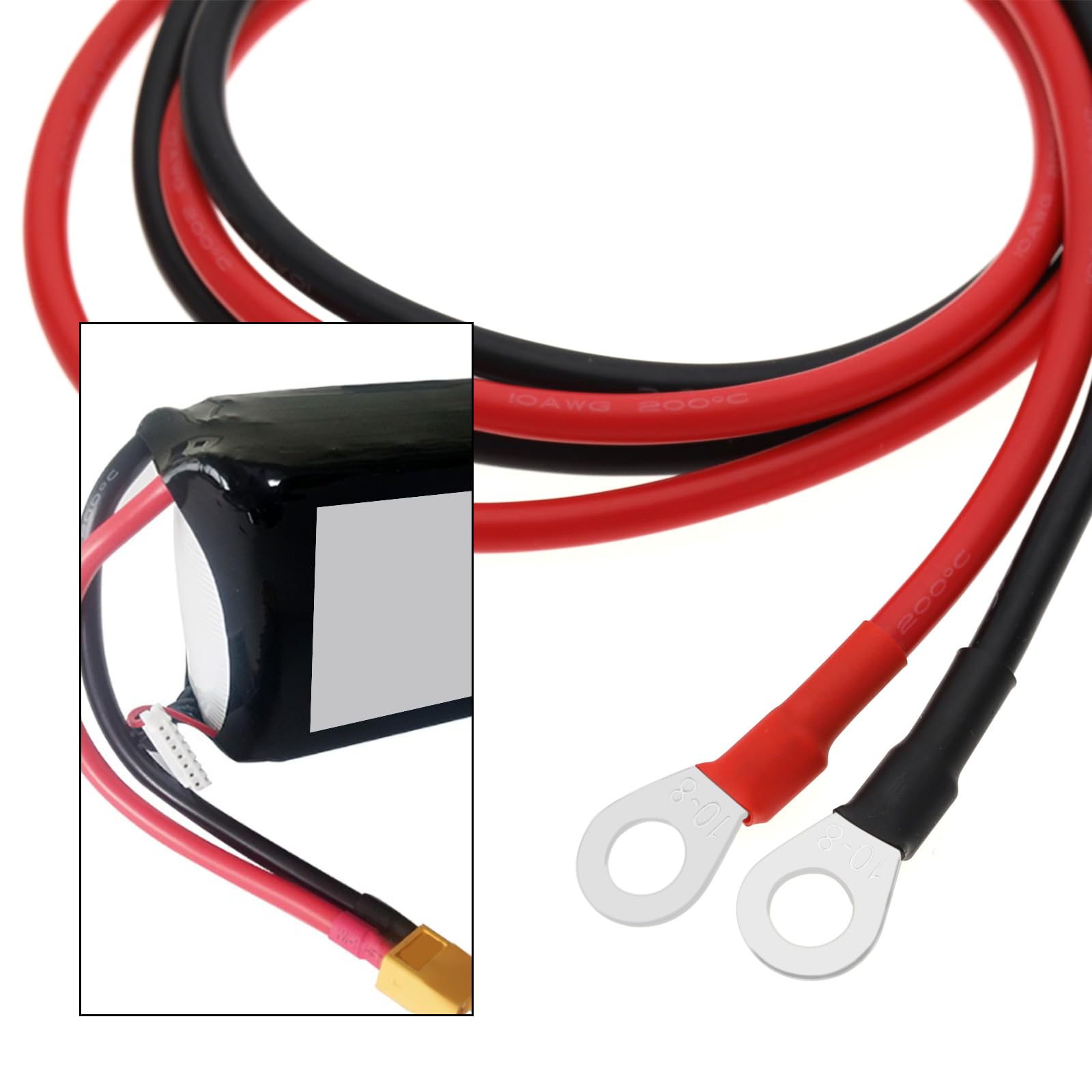 The Lord Of The Tools Câble XT90 Femelle Vers Cosse Annulaire - 10 AWG 1 M - Silicone - Pour Drones FPV, RC Et Batteries