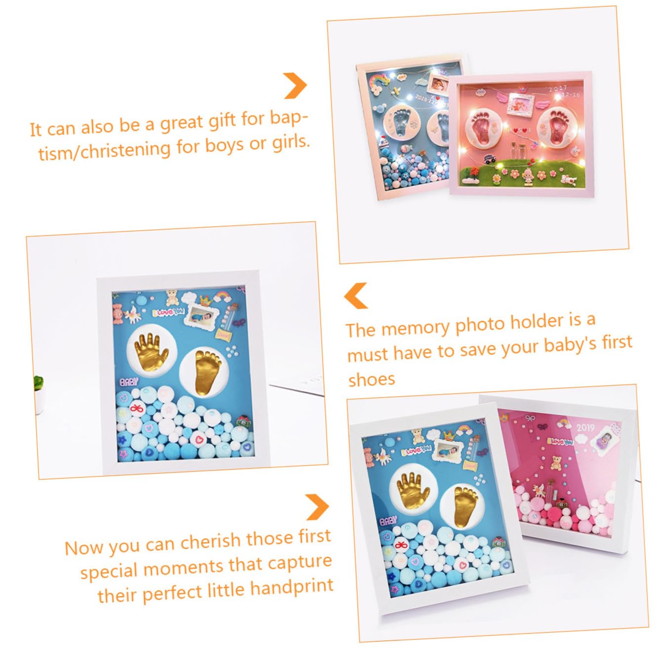 1juego Kit De Marcos Para Huellas De Manos y Pies De Para Recién Nacidos De Recuerdo Para Primerizos Incluye Materiales Seguros y Fácil De Usar Diseño