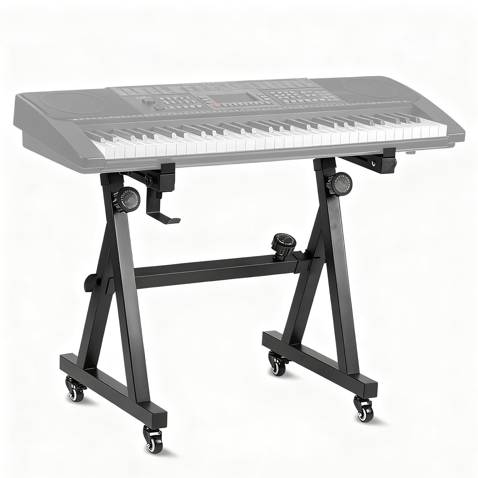 Supporto portatile regolabile per tastiera con ruote, supporto universale per pianoforte elettrico, rack in metallo per tastiere a 54/61/76/88 tasti e pianoforti digitali