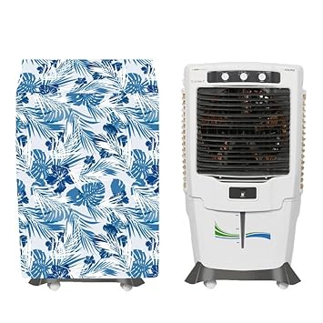 Cooler Cover Suitable For Voltas Victor 55 Desert Air Cooler 55-Litre Waterproof, Dustproof, Dimension- (HxWxD) 113X47X65 CM, White Blue.