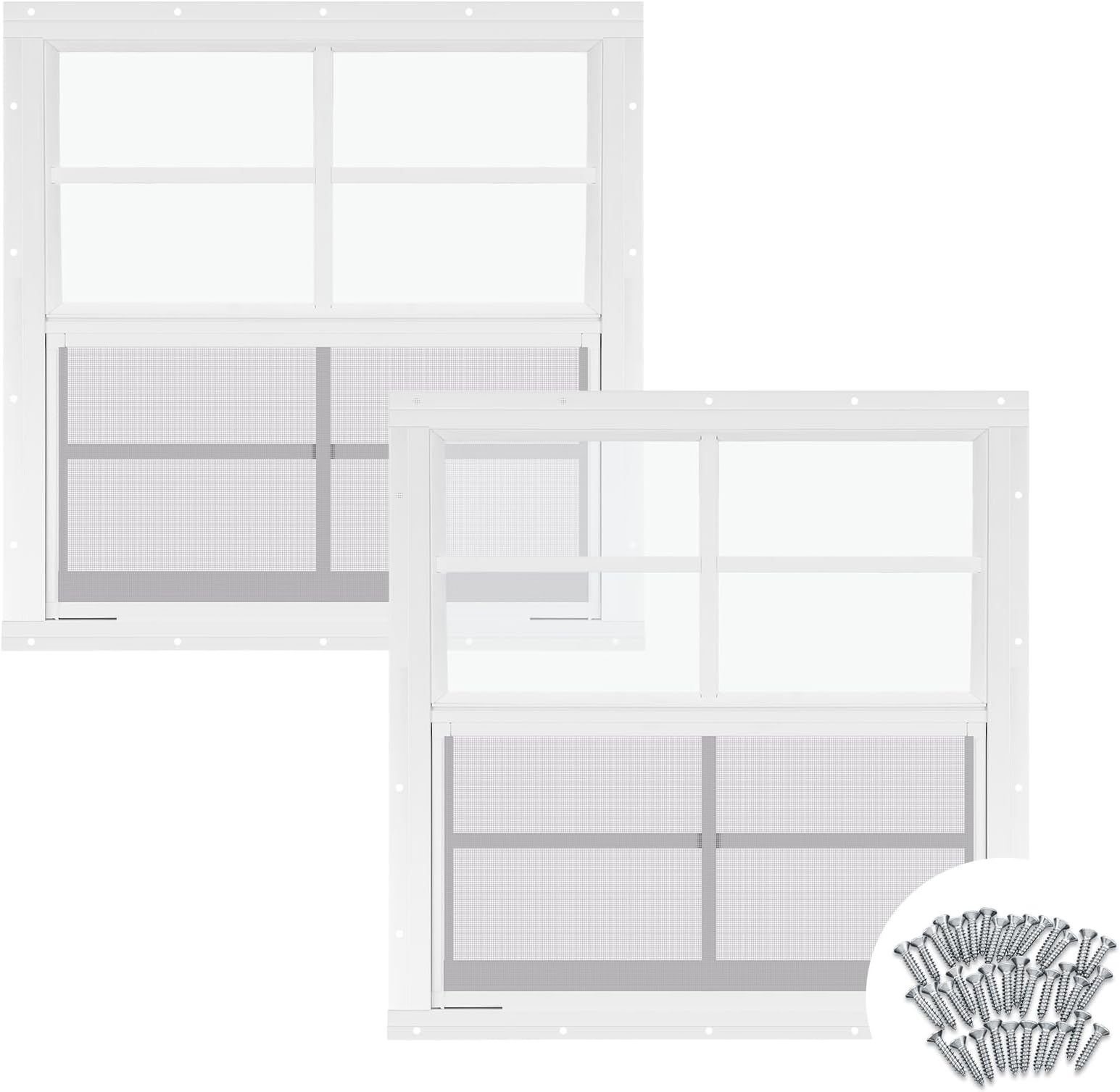 Amazon.com : 2 Pack Shed Window 12" W x 12" H, White Flush Mount Window ...