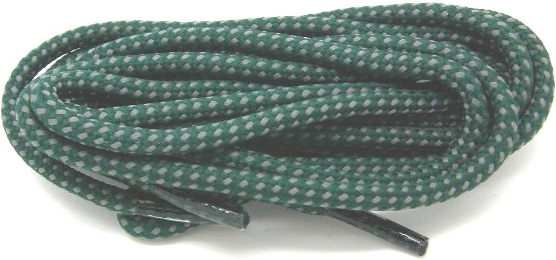 140cm Thick Round Cord Boot Trainer Hiking Walking Shoe Laces British Made (Green & Grey)