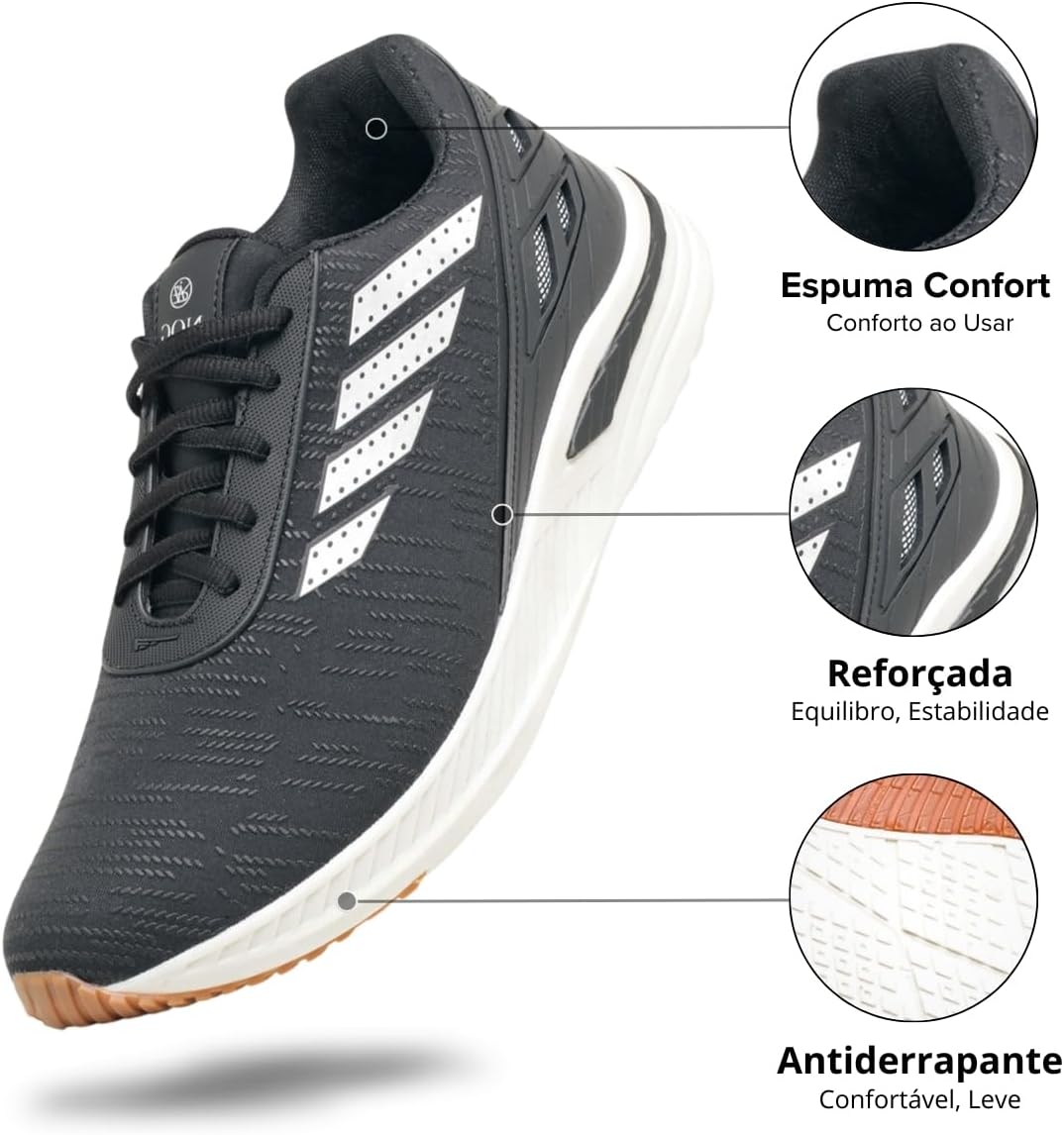 Tênis Masculino Para Caminhada Academia Esportivo Original + Relogio