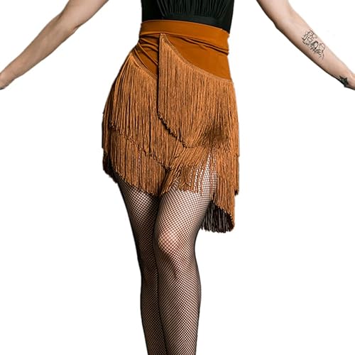 Faldas de baile para mujer, vestido de baile latino, falda de baile tango, falda de borla, falda de práctica de baile, bufanda de cadera
