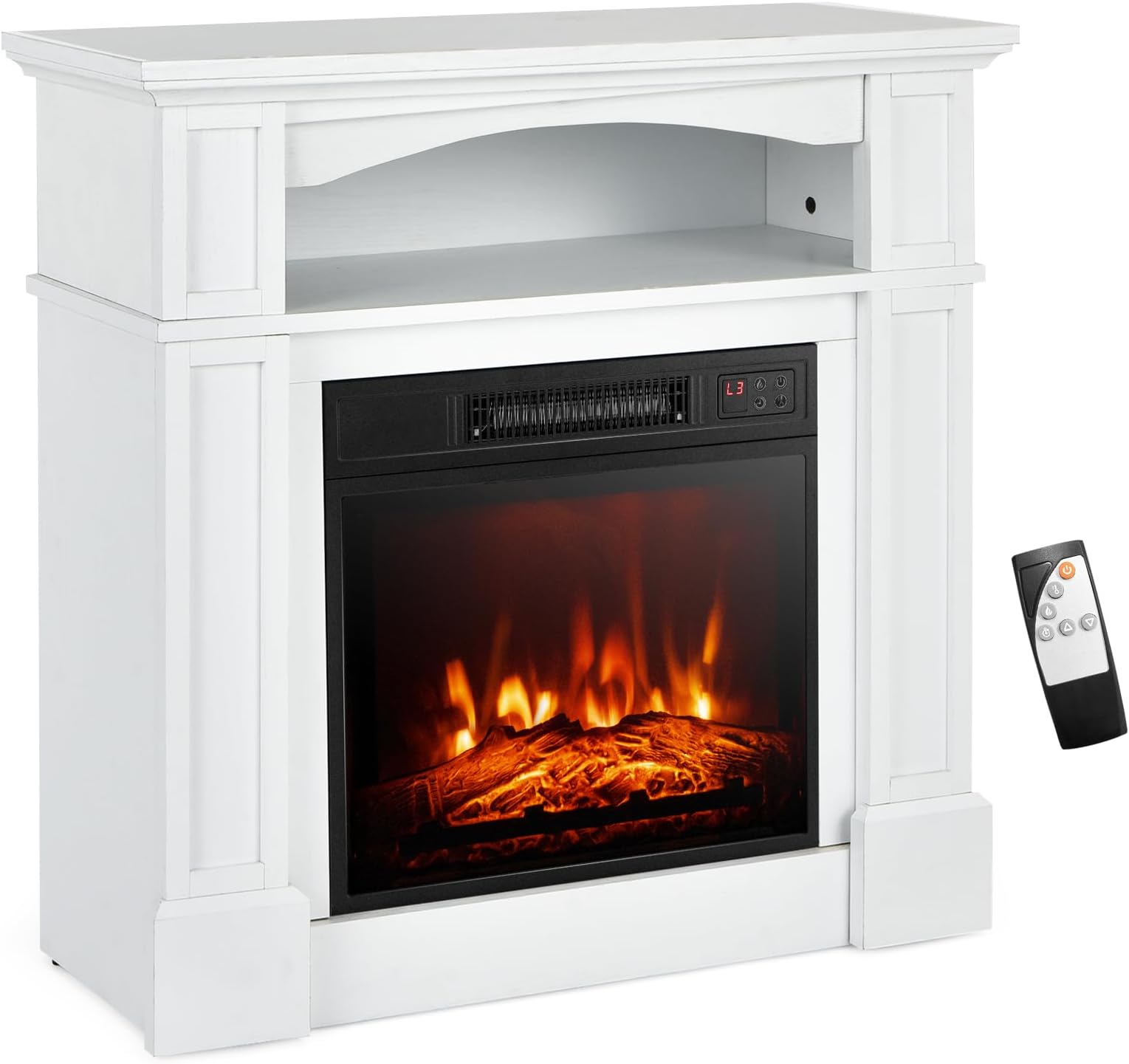 JAMFLY Electric Fireplace Mantel Package Wooden Surround