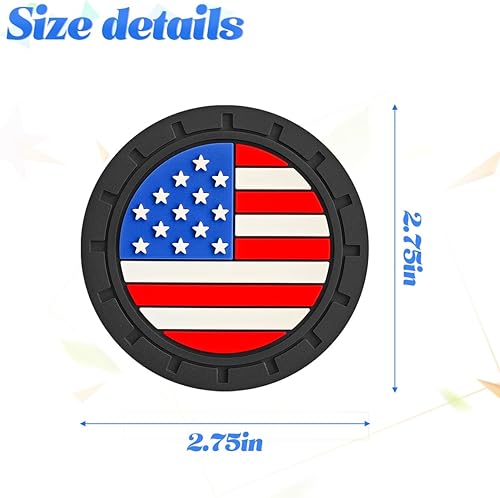 Miniatura 8 de BESULEN Paquete de 4 posavasos de coche con bandera estadounidense, portavasos universales de 2.75 pulgadas, portavasos antideslizantes con bandera