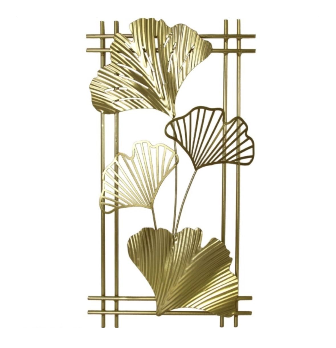 GFJHdfhE Modern Metal Wall Art Decor, Metal Wall Decor Golden Ginkgo Leaves Hanging Art Sculpture With Frame For Living Room Office Home Hotel Handcrafted, Entryway
