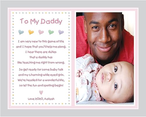 Regalo de niña a papá para el día del padre o cumpleaños, impresión de 8 x 10 personalizada con nombre y foto