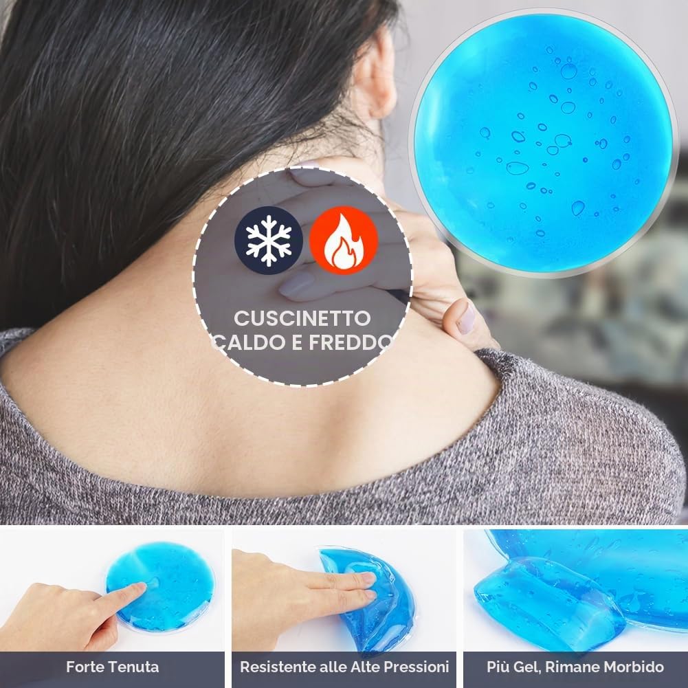 AOOWU Ghiaccio Gel Riutilizzabile, 6 PCS Impacchi Gel Riutilizzabili Fredde e Calde, Set di Cuscinetti Refrigeranti per Lesioni, Sollievo Dal Dolore, Punture di Insetti, Terapie Caldo/Freddo
