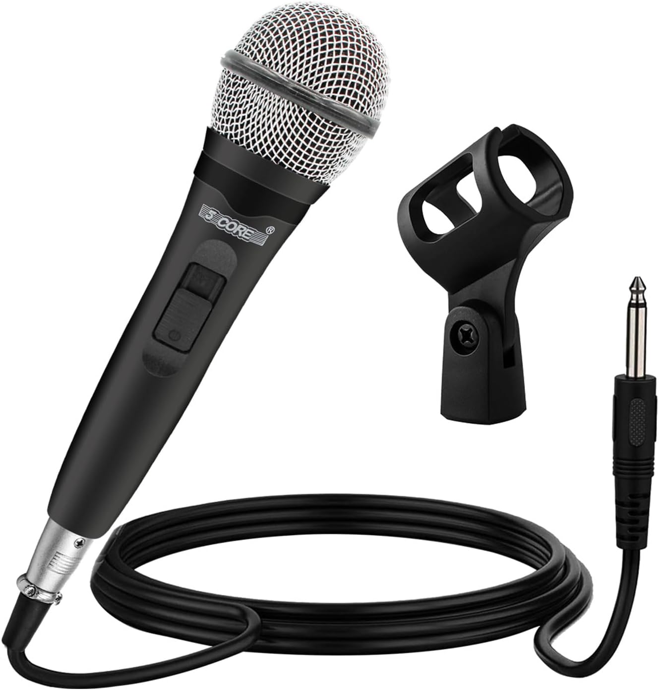 5 CORE Professional Dynamic Vocal Microphone Neodymium Cardioid Unidirectional Handheld Mic Singing Karaoke Steel Mesh Grille Metal Body Switch 16ft