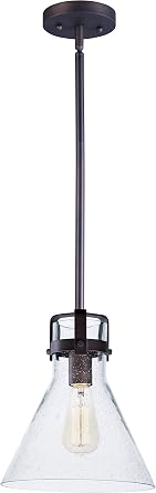 Maxim Lighting Seafarer 1-Light Pendant | Oil Rubbed Bronze Finish | Seedy Glass Shade | Industrial Pendant for Kitchens and Dining Areas | Adjustable Cord Suspension | 26115CDOI