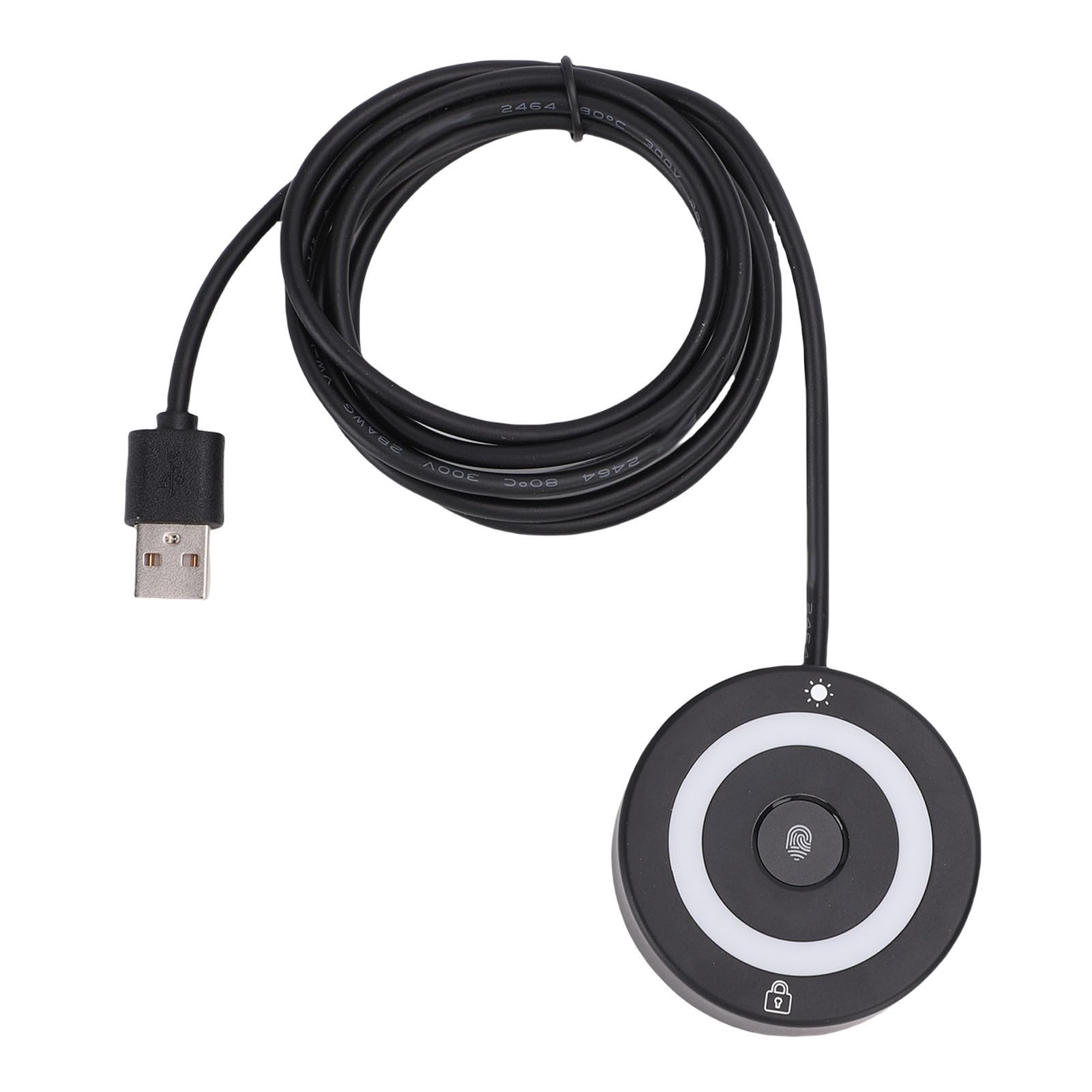 Lector de Huellas Dactilares USB para Wins 10 11, para Wins Hello Escáner de Huellas Dactilares con Cable de 4.92 Pies, Dongle de PC con Reconocimiento Biométrico Táctil de 360