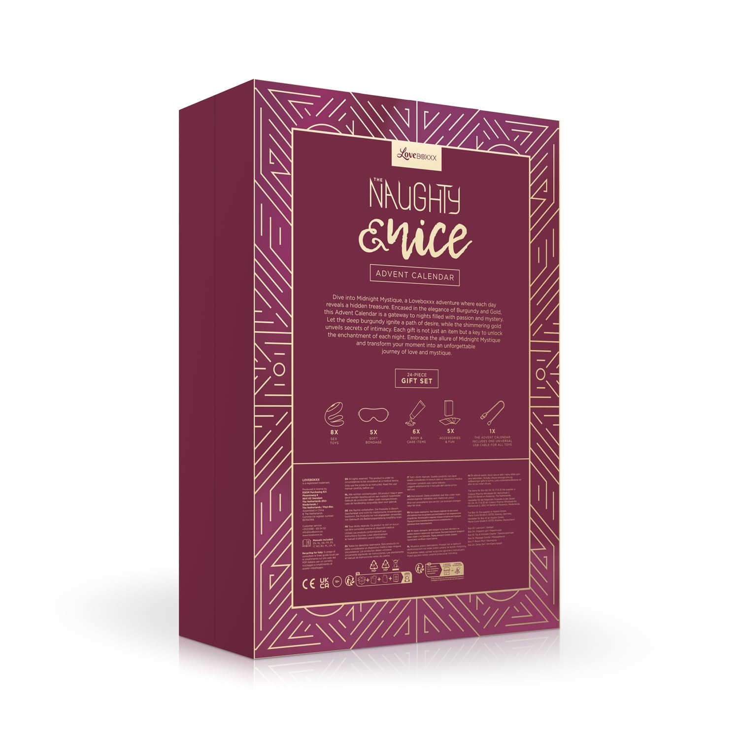 Adam et Eve LoveBoxxx Calendrier de l'Avent Erotique Naughty & Nice 2024 - 24 Sex Toys pour adultes - Cadeau de Noël exceptionnel - Calendrier de l'Avent 2024 - Valeur de 600€