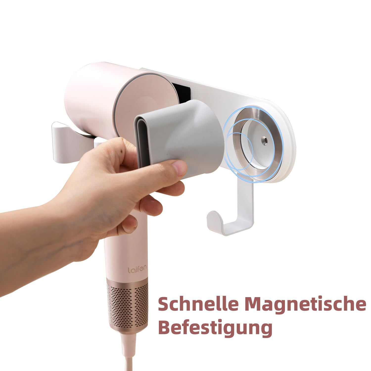 Föhnhalterung Wand Ohne Bohren, Fönhalter für Haartrockner, Edelstahl Haartrocknerhalter zum Kleben, Föhn Halterung für Badezimmer Weiß Chochoyah