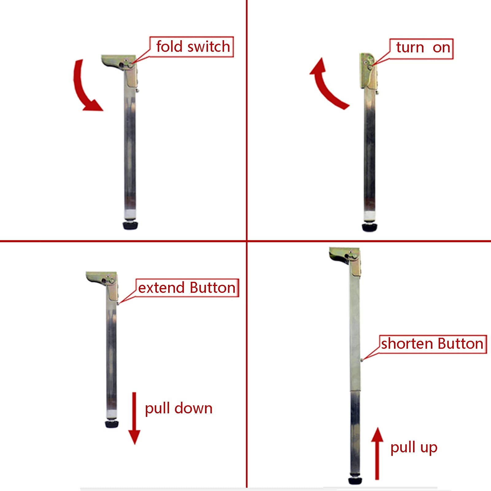 1 pieza Pata Extensibles de Mesa,Patas de Soporte,Patas de Escritorio de Barra Telescópica Plegables,Ajustables Patas de Muebles de Acero Inoxidable,Altura opcional 50-130 cm(Size:95cm(37.5in))