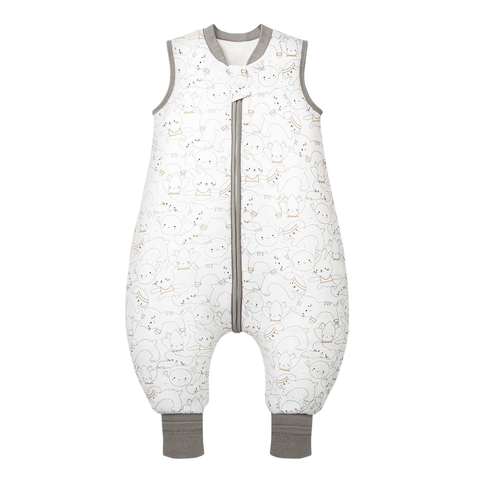 MIKAFEN Bambini Sacco nanna invernale con gambe 2,5 Tog,100% cotone,Sacco nanna con piedini,75-85 cm/6-18 mesi,Gattino