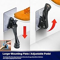 Vista 2 de HOME&I Tope de puerta abatible, tope de puerta ajustable de 4 pulgadas con placa de montaje autoadhesiva (negro, 4 pulgadas x 1 paquete)