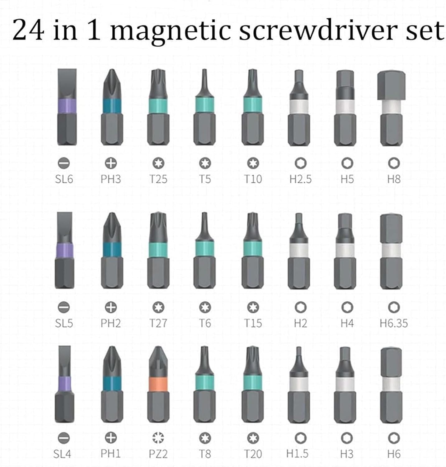 24 in 1 Screwdriver Set, 24 in 1 Dly Screwdriver Set Magnetic Compact and Portable Ratchet Screwdriver