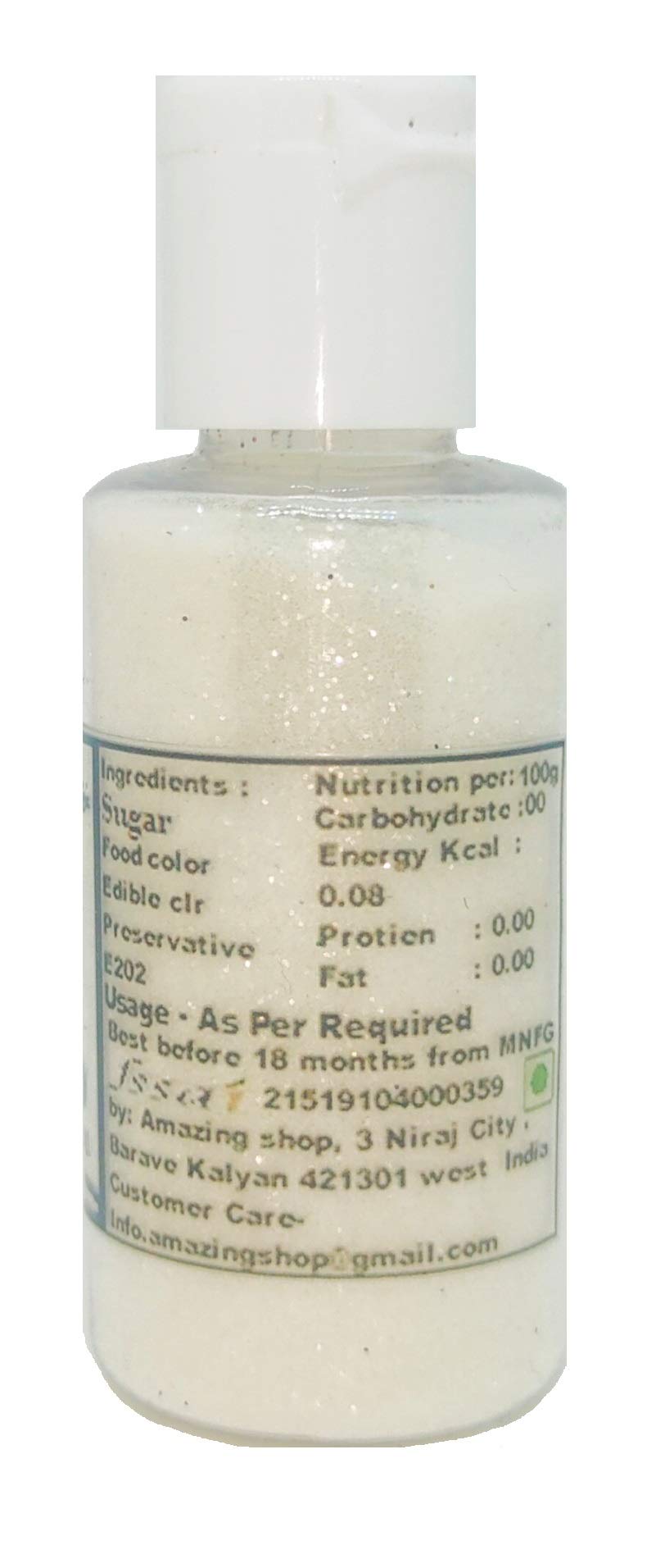 Marvino Edible Glitter for Cakes, Ice Cream, Whipcream, Pastries, Makeup, Art and Craft (White) 1