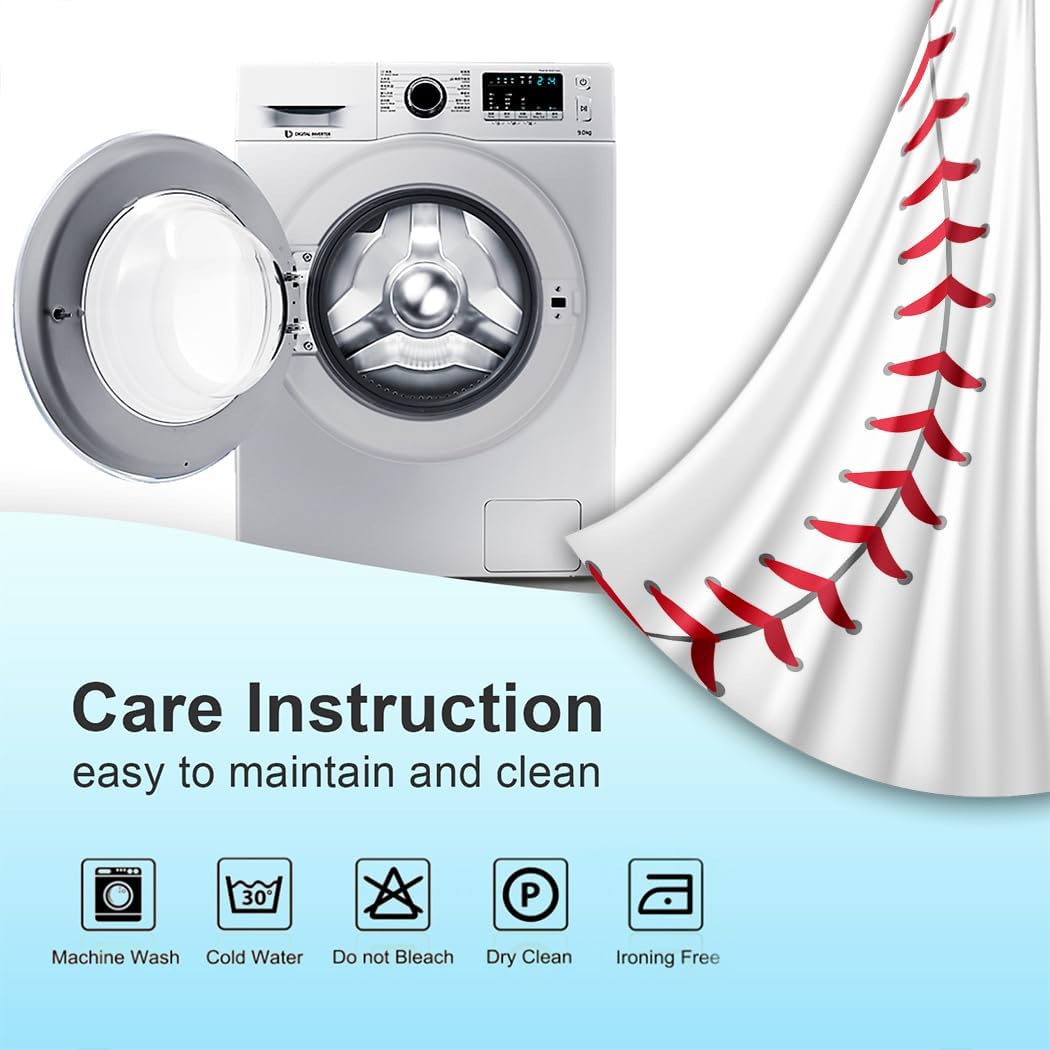 Curtains 42 x 63 inch Blackout Curtains (2 Panel) Grommet Top Darkening for Bedroom and Living Room Sports Baseball