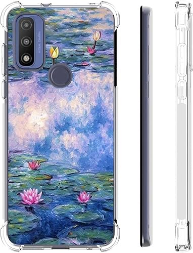 Miniatura 2 de Compatible con Motorola Moto G Pure Flowers, lirios de agua, pintura al óleo vintage, arte gráfico para Moto Case Niñas Mujeres, funda transparente