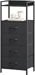 Somdot Dressing blanc pour chambre, Dresser haut avec 5 Tiroirs et tiroirs de tissus 2-Tier Étagère, coffre de tiroirs, unité de stockage pour entrée, hall