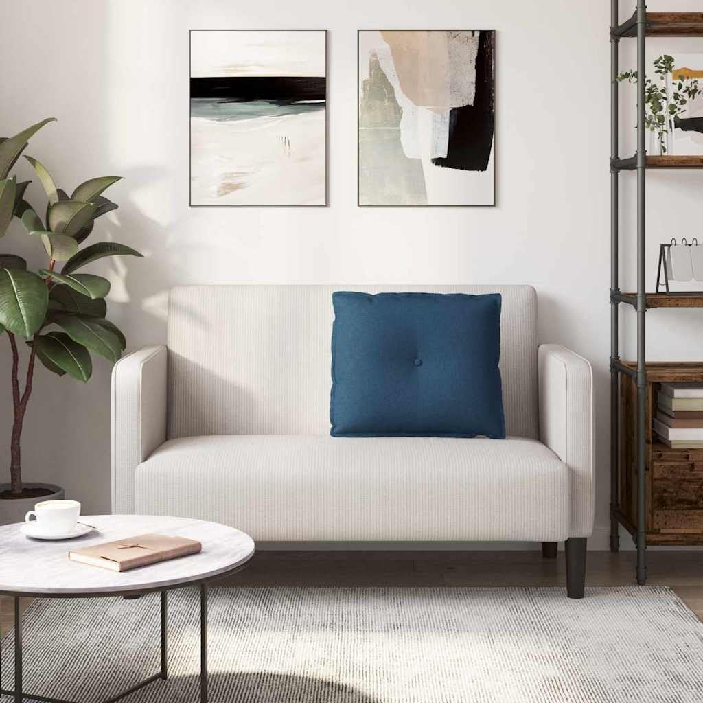 Cojín de respaldo azul de tela, 60 x 19 x 50 cm, con relleno de poliéster, ergonómico, extraíble, lavable, para oficina, sofá, cama, como cojín de apoyo para la espalda para el hogar, viajes