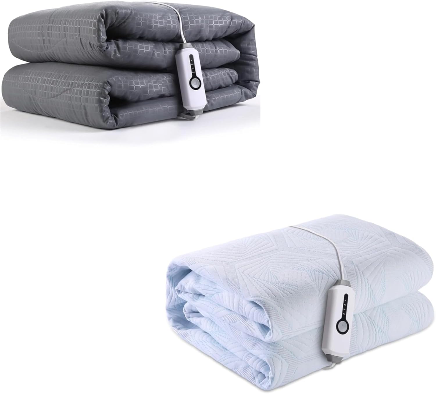 SUNNY HEAT Electric Mattress Pad, Twin & Full Size, 4 Heating Levels & 10 Hour Auto Shut Off, Machine Washable, Grey & White