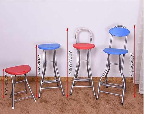 Miniatura 8 de Taburete de bar plegable con respaldo, taburete plegable de 28 pulgadas de altura de mostrador, taburete plegable portátil para acampar al aire