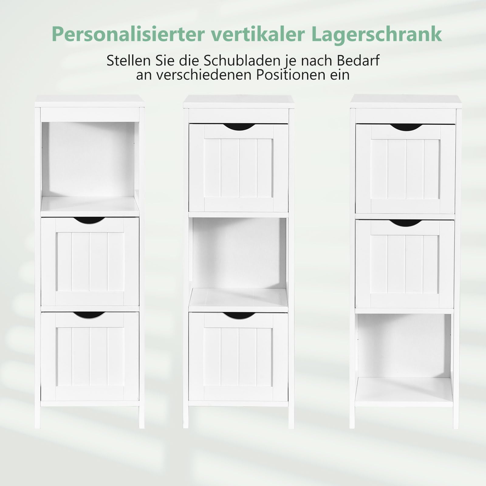 Schmaler Badezimmerschrank 80cm Höhe - Mit Verstellbaren Regalen & Toilettenpapierhalter