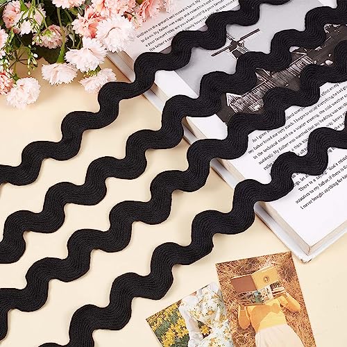 GORGECRAFT 20mm RIC Rac Ribbon 10 Yards Black Wave Sewing Bending Fringe Trim Woven Braided Fabric Lace for DIY Crafts Clothes Dress Embellishment Flower Gift Wrapping Wedding Party Decorations - Image 4