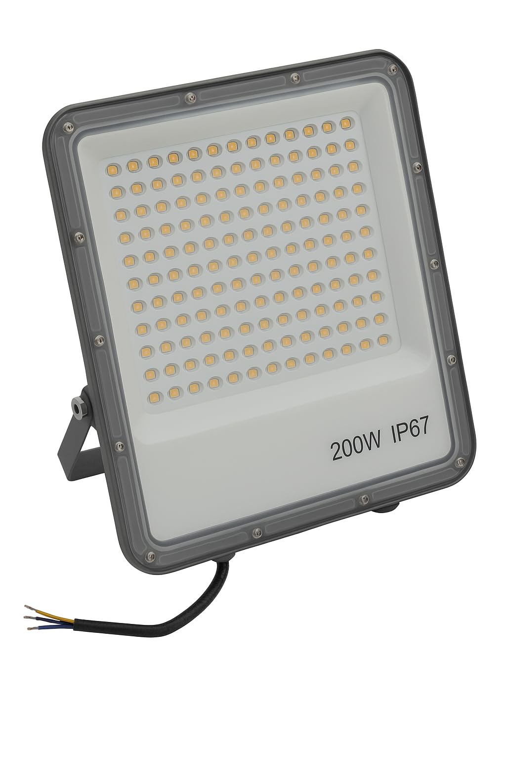 LED Flood Light, 200W, 22000lm, 220V, IP67 Waterproof, 3000K Warm White, for Garden, Yard, Warehouse, Billboard, Garage