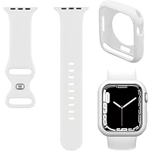 Soft Silicone Bumper Case with Band Compatible with Apple Watch 49mm 46mm 45mm 44mm 42mm 41mm 40mm 38mm, Open Screen Protector Cover and Sport Strap for iWatch Series Ultra 11 10 9 8 7 6 5 4 3 2 1 for Men Women