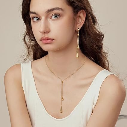 TTPSRY Parure Bijoux Femme Élégante Pendentif Goutte D'Eau - Collier Et Boucles D'Oreilles En Acier Inoxydable Hypoallergénique