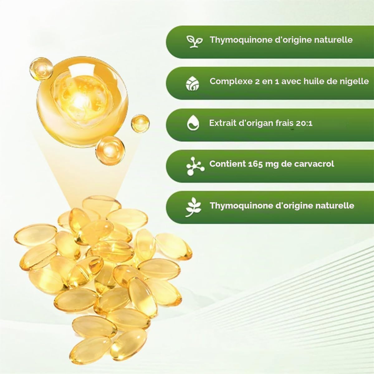 Re-silia Huile d'origan Softgels, huile Resilia d'origan avec 6000 mg d'huile de graines noires, facile à avaler, immunité naturelle, riche en nutriments, expérience de bien-être amélioré (3)