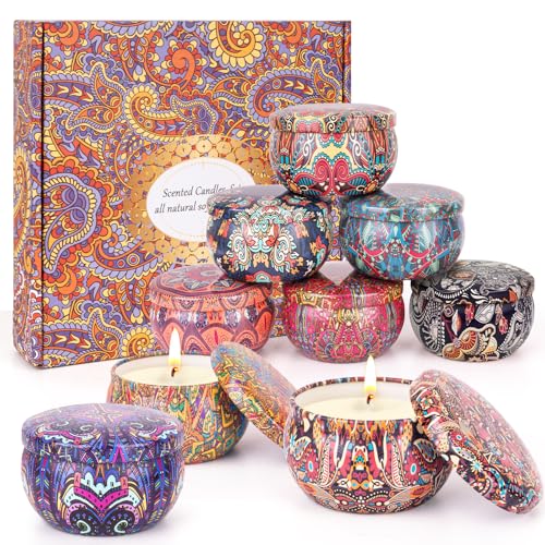 Lot de 9 Bougie Parfumées en Cire de Soja Naturelle, Coffret Cadeau Femme, Bougie Maitresse et Coffret Bougies...