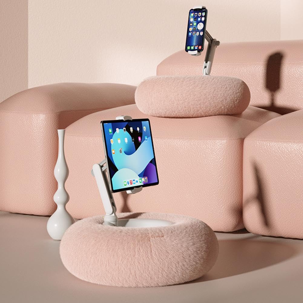 Fuzzy - Supporto per cuscino Kindle, regolabile a 360°, tessuto felpato per telefono e tablet