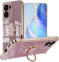 SEAHAI Case for OPPO Reno 13 FS (OPPO Reno 13F 5G/4G), Ultra Thin TPU Bumper Shockproof Soft Cover Electroplating Phnom Penh Design Silicone Skin Slim Case with 360 Degree Ring Kickstand, Purple