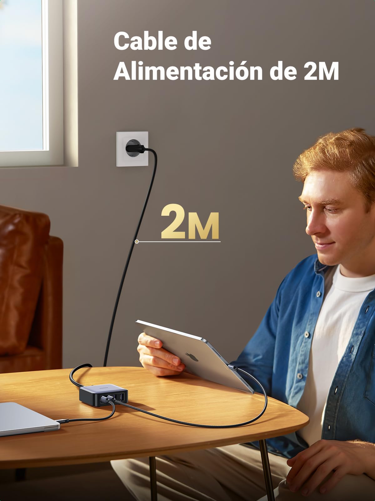 UGREEN Nexode 65 W 4 puertos cargador USB C rápido de escritorio con GaN II Tech compatible con iPhone 16 Plus Pro Max 15 14 13 12 MacBook Pro Air iPad Galaxy S24 Ultra Plus, 2 M cable de alimentación