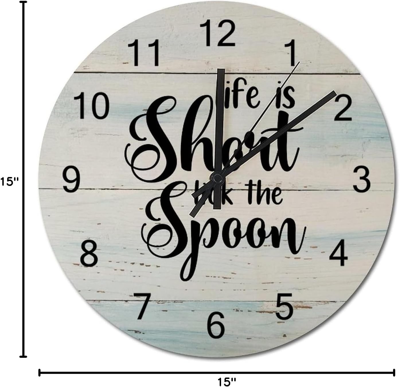 15 Inch Life is Short Lick The Spoon Wall Clock Non Ticking Inspirational Quotes Home Decor Wall Clocks Round Clock for Kitchen,Dining Room Housewarming Gifts for New Home